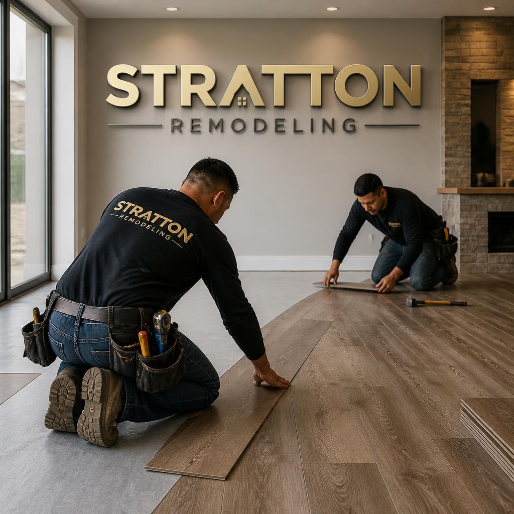 Laminate flooring installation by Stratton Remodeling